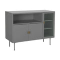 **Buffet moderne gris avec porte en verre et étagères**